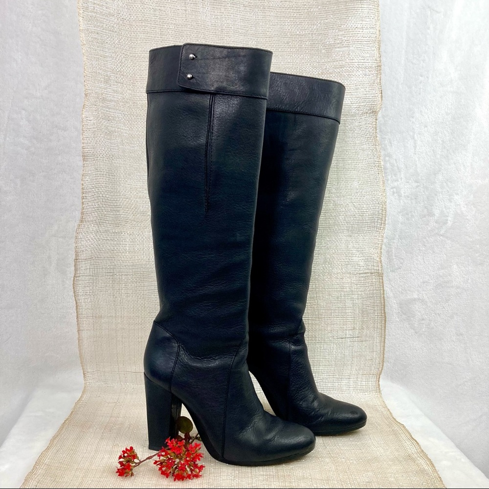 3.1 Phillip Lim Black Leather Knee-High Heeled Boots